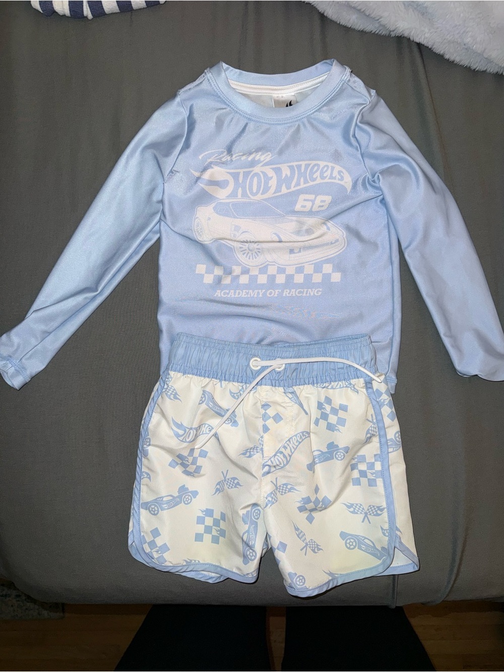 Kids' Light Blue Racing Two Piece Swimsuit